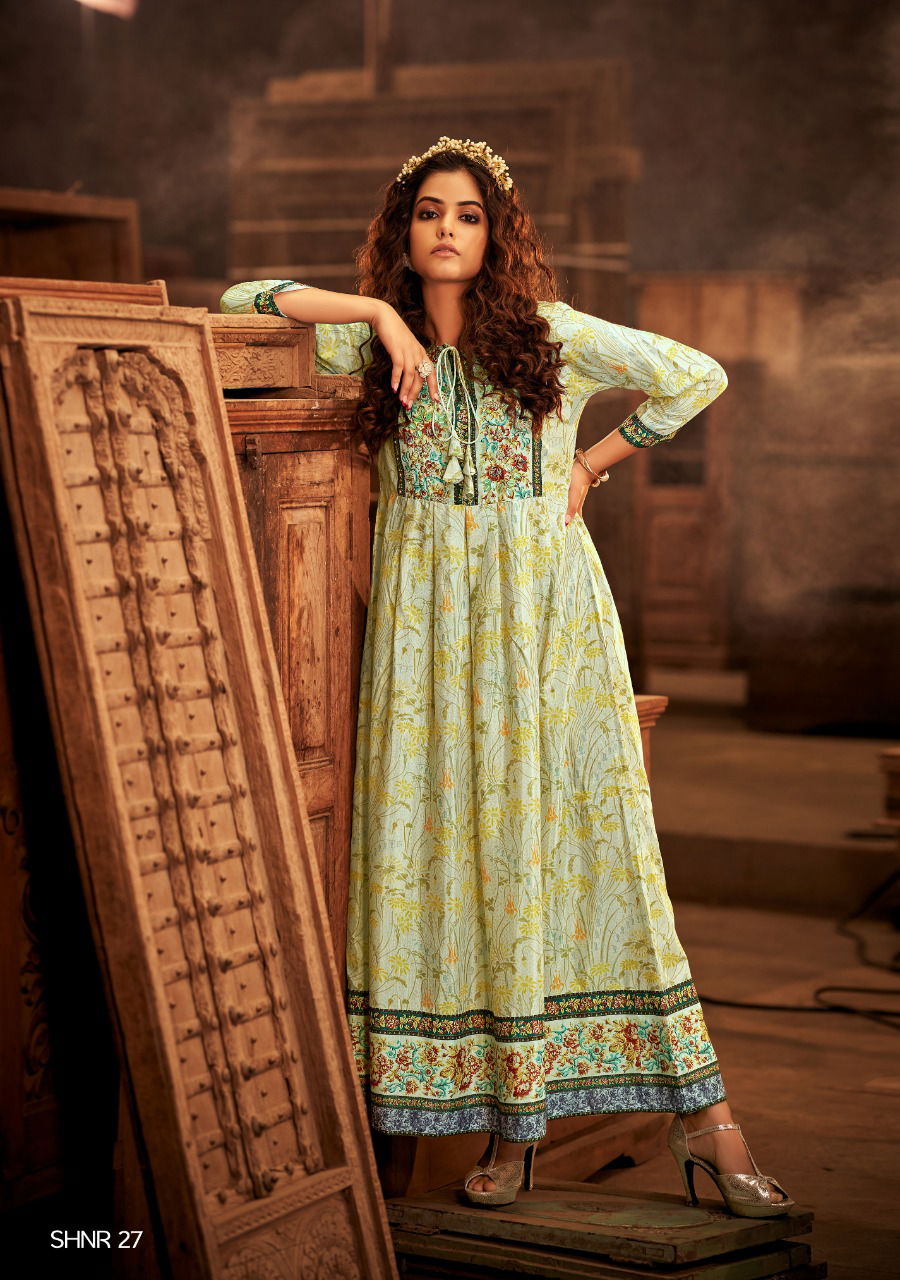 Shichi Noor Collection Exclusive Festive Wear Digital Print Anarkali Kurti Collection
